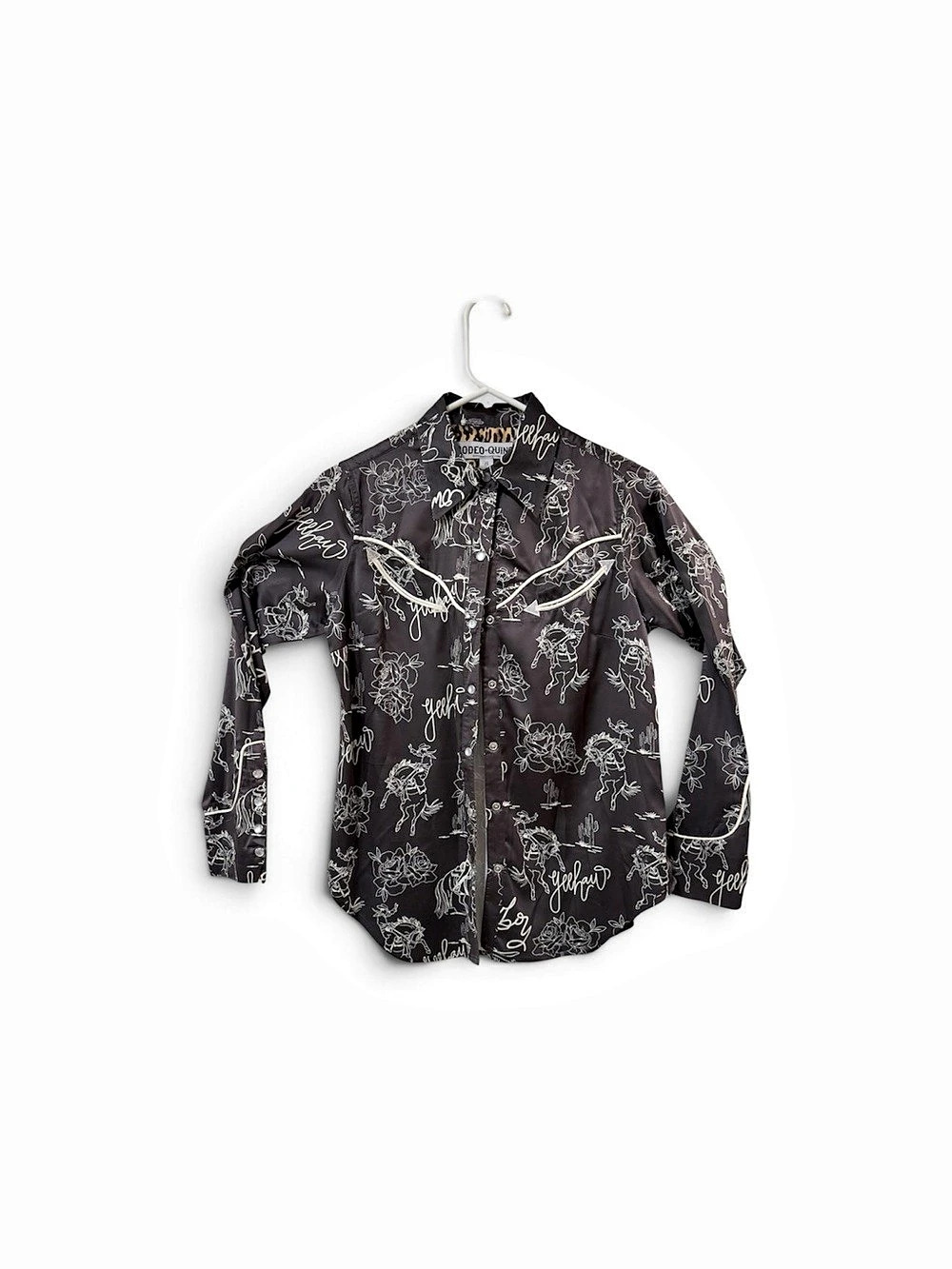 Rodeo Quincy Printed Western Button Down Black Small Like New